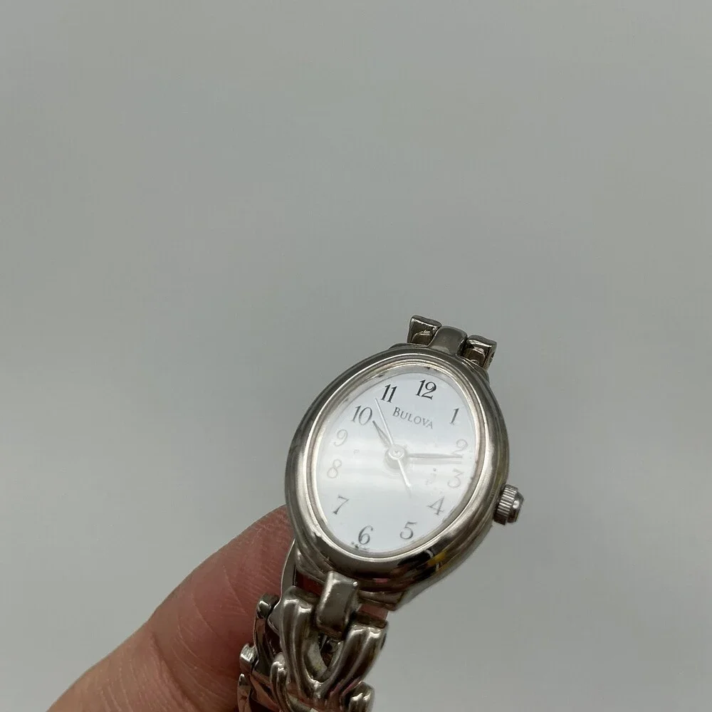 Bulova Womens Watch 17mm White Dial Silver Tone Bracelet New Battery 6.25